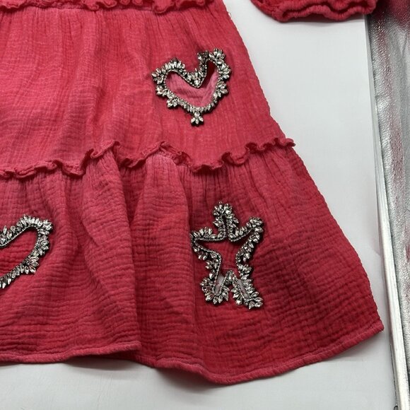 A Rare Bird Shine Bright One Size Star Heart Cutout Bling Rhinestone Tunic Dress - Picture 4 of 12